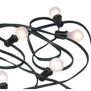 Prikkabel Nr 2, zwarte kabel 15 mtr, 30 warm witte LED lampjes
